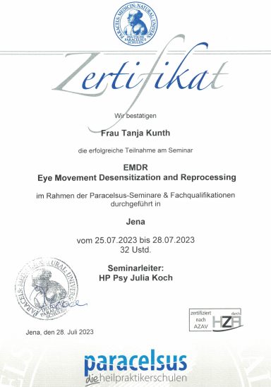 Zertifikat EMDR Zertifikat EMDR